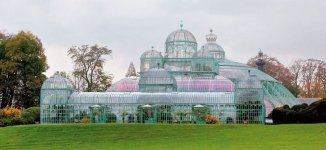 A vast complex of monumental heated greenhouses in the park of the Royal Palace of Laeken in t...jpg