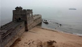 this is where the great wall of china meets the ocean in Qinhuangdao, China.JPG